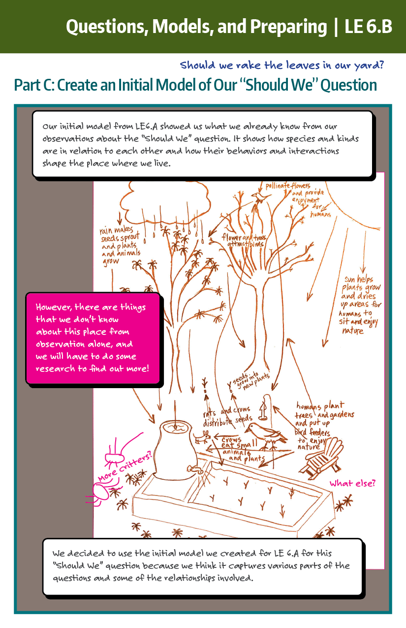 Example LE 6.B Questions, Modeling and preparing. Create an initial model of our should we question